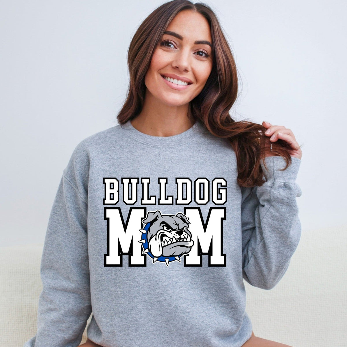 JWP Bulldog Mom grey crewneck