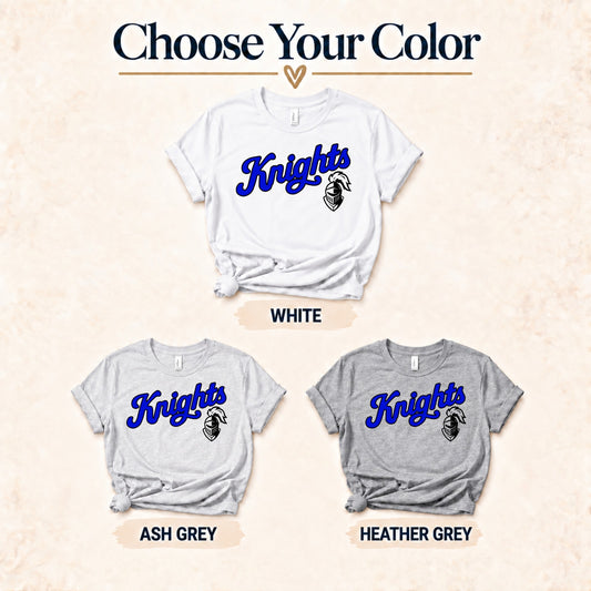 Knights script color comparison White Ash Grey Heather Grey