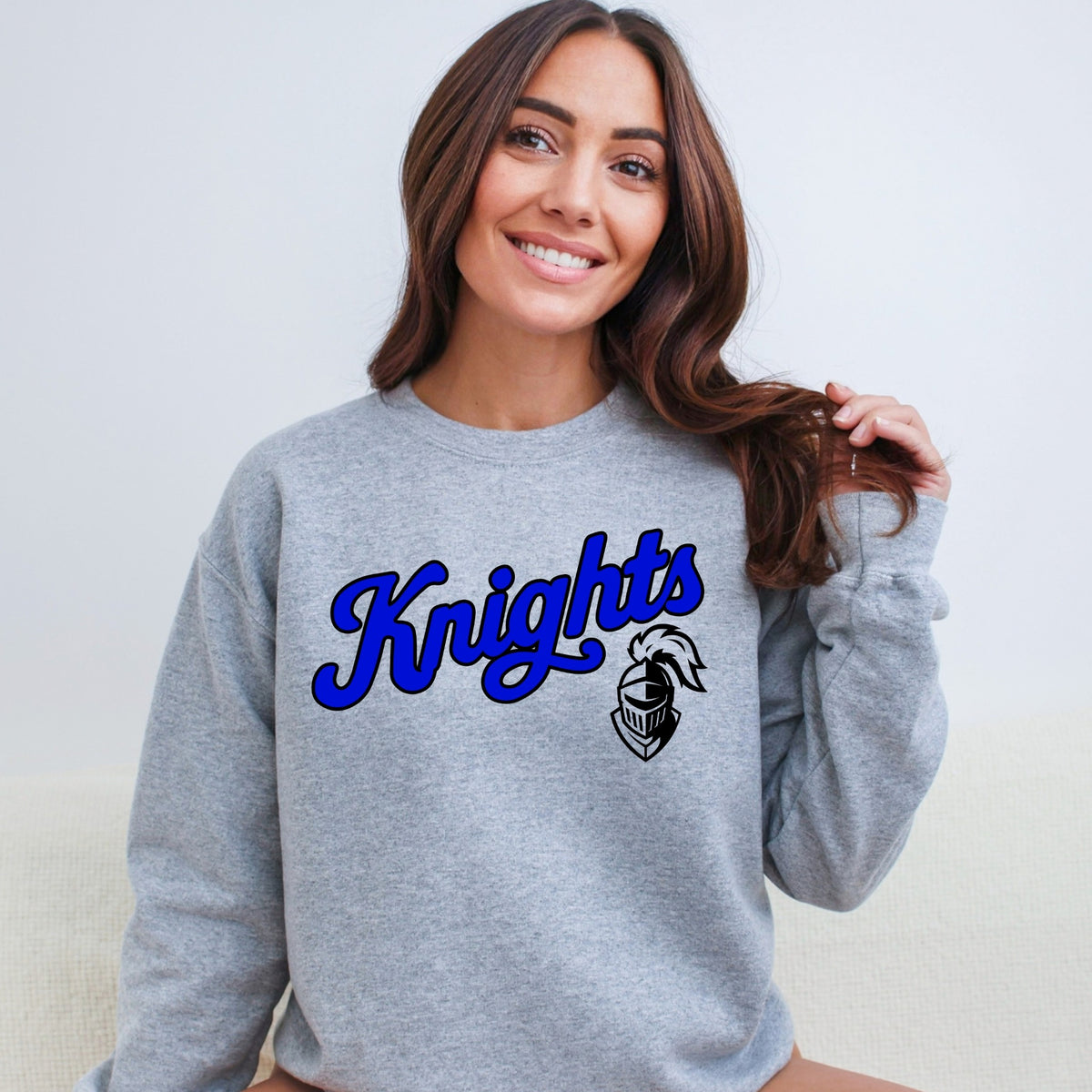 Grey Knights script sweatshirt model