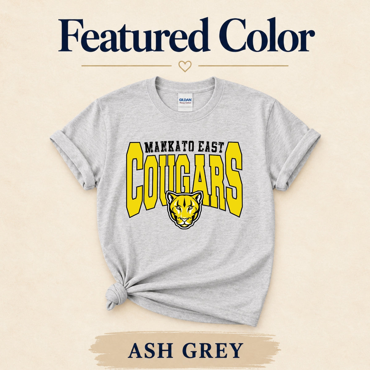 Mankato East Cougars Retro Mascot mockup 2