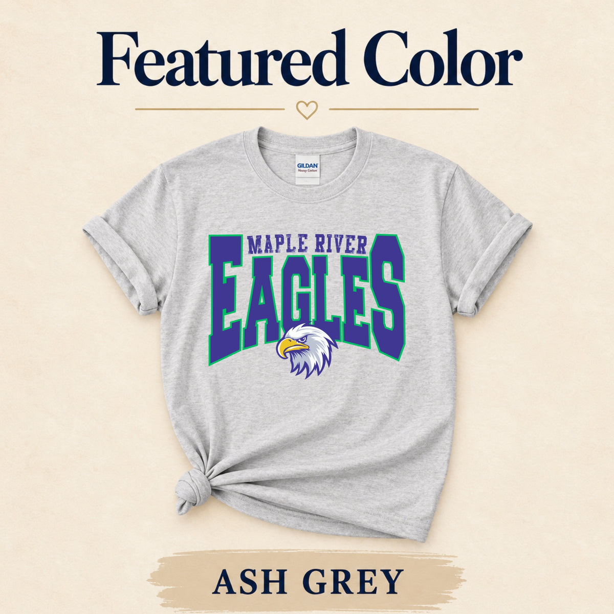Maple River Eagles Retro Mascot Ash Grey mockup 2