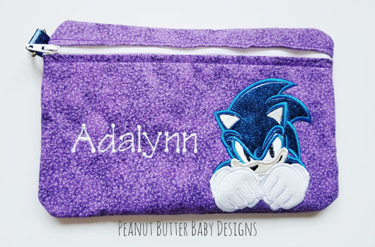 Blue Hedgehog Zipper Pouch