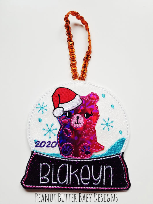 Santa Hat Puppy Globe Ornament