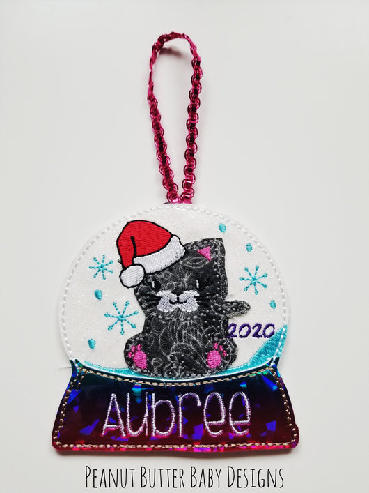 Santa Hat Cat Globe Ornament