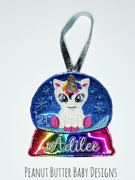Unicorn Rainbow Globe Ornament