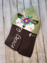Floral Deer Hooded Towel