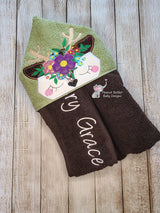 Floral Deer Hooded Towel