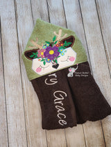 Floral Deer Hooded Towel