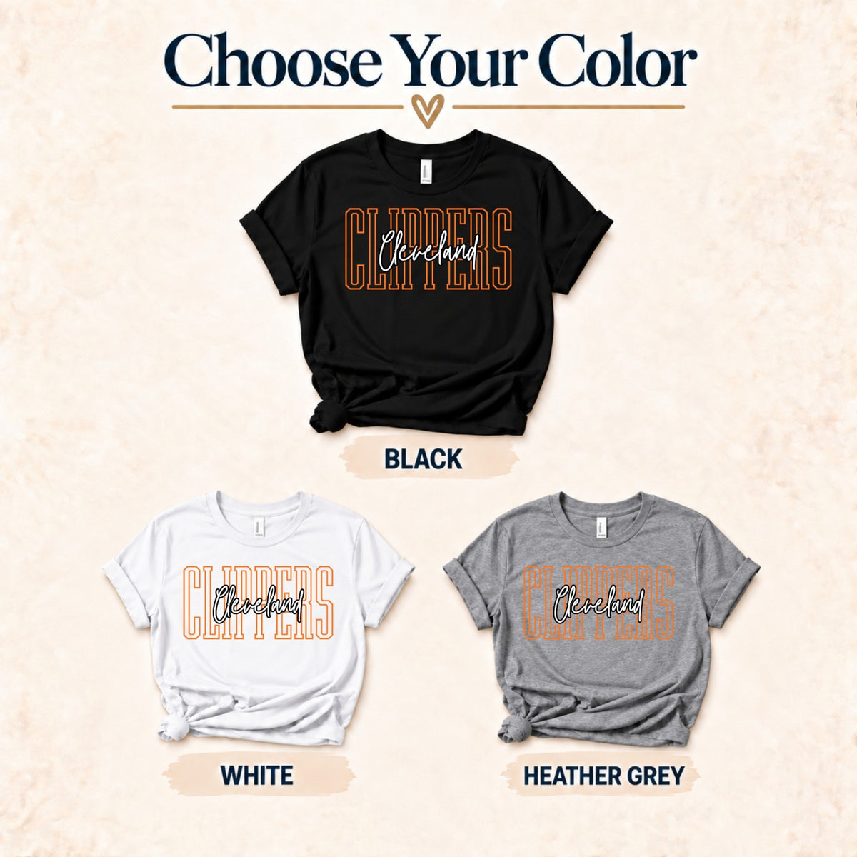 Cleveland Clippers outline lettering color options