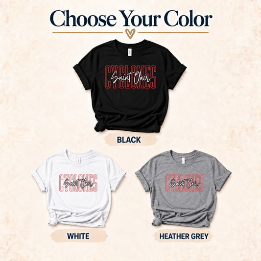 St. Clair Cyclones outline script color options