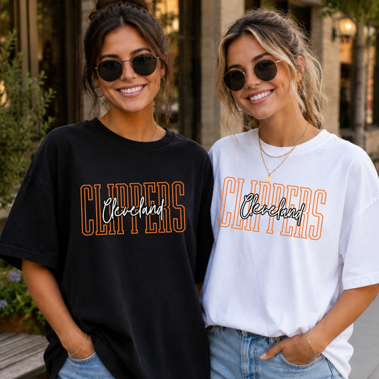 Adult Cleveland Clippers outline T-shirts