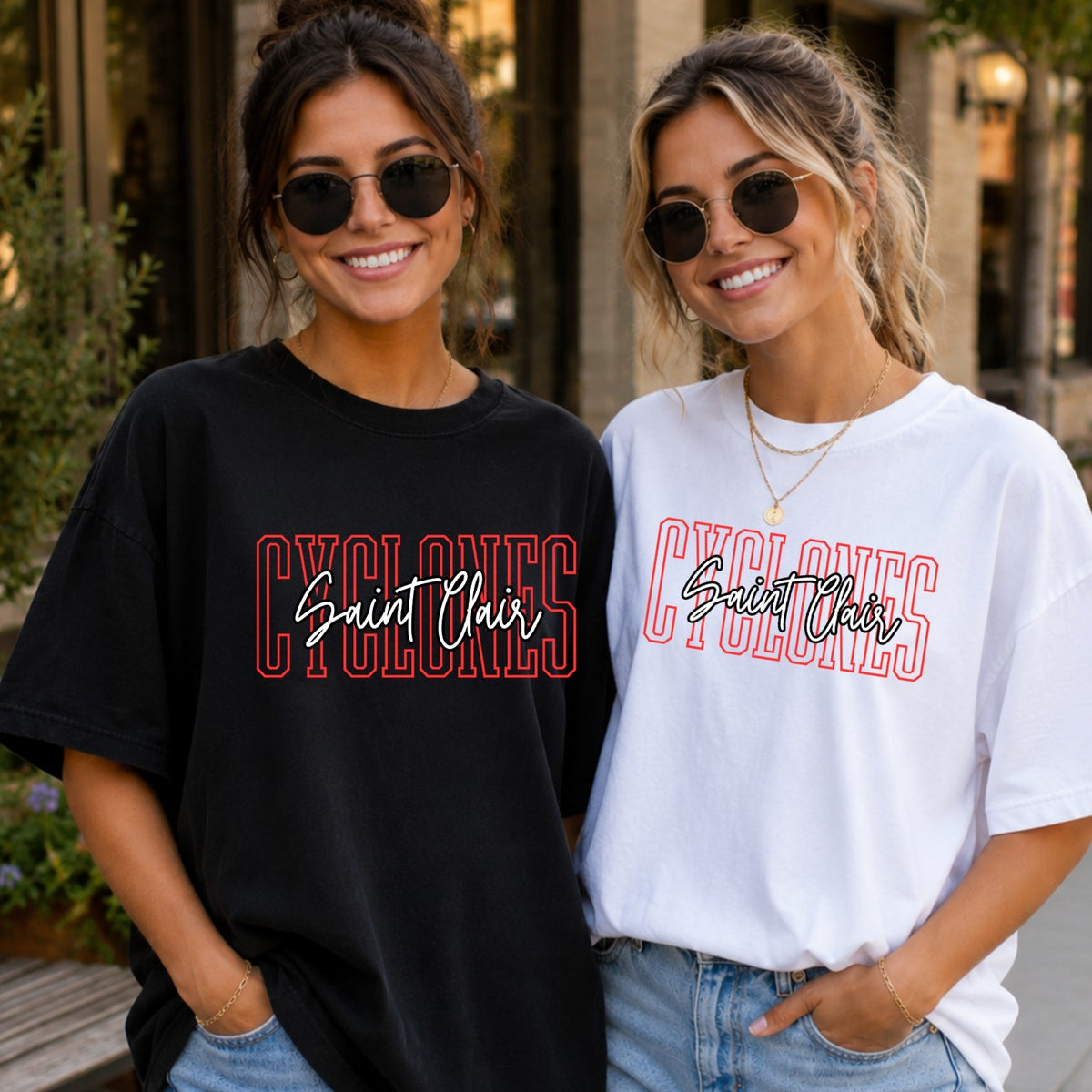 Adult St. Clair Cyclones outline script T-shirts