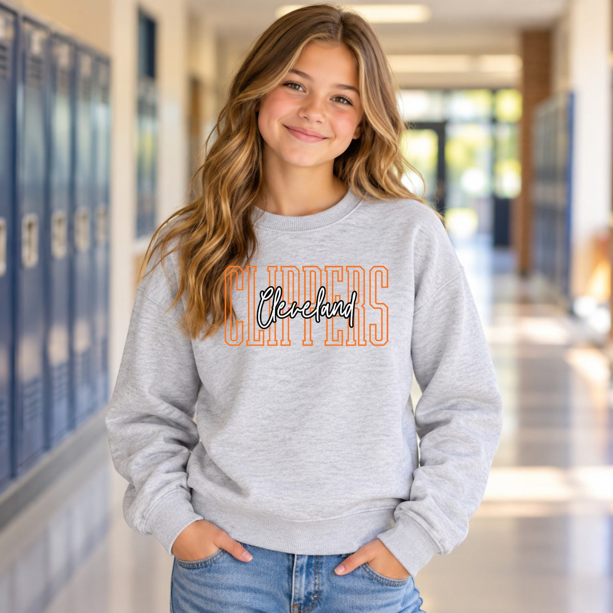 Youth Cleveland Clippers outline sweatshirt