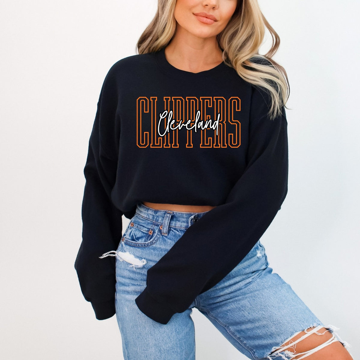 Adult Cleveland Clippers outline crewneck