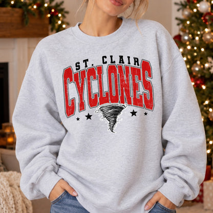 Cyclones Tornado crewneck close-up