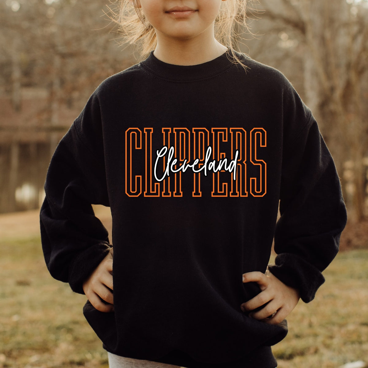 Youth Cleveland Clippers outline crewneck