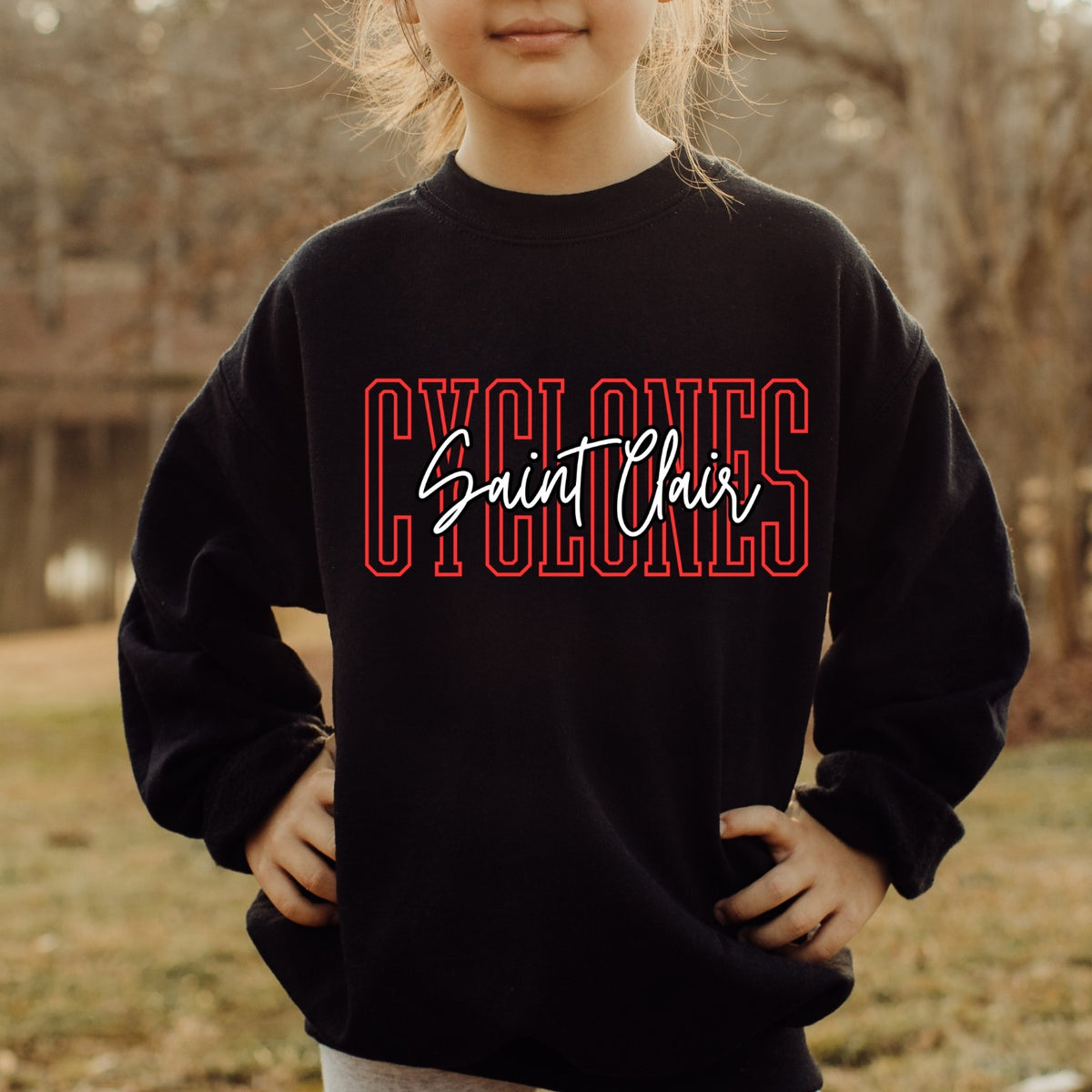 Youth St. Clair Cyclones outline script crewneck