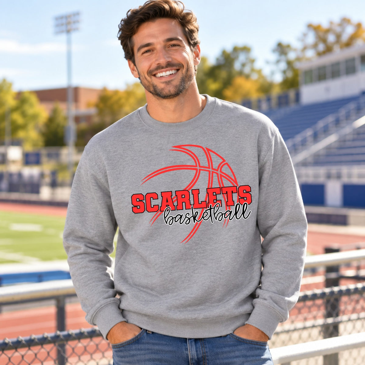 Scarlets basketball adult crewneck mockup