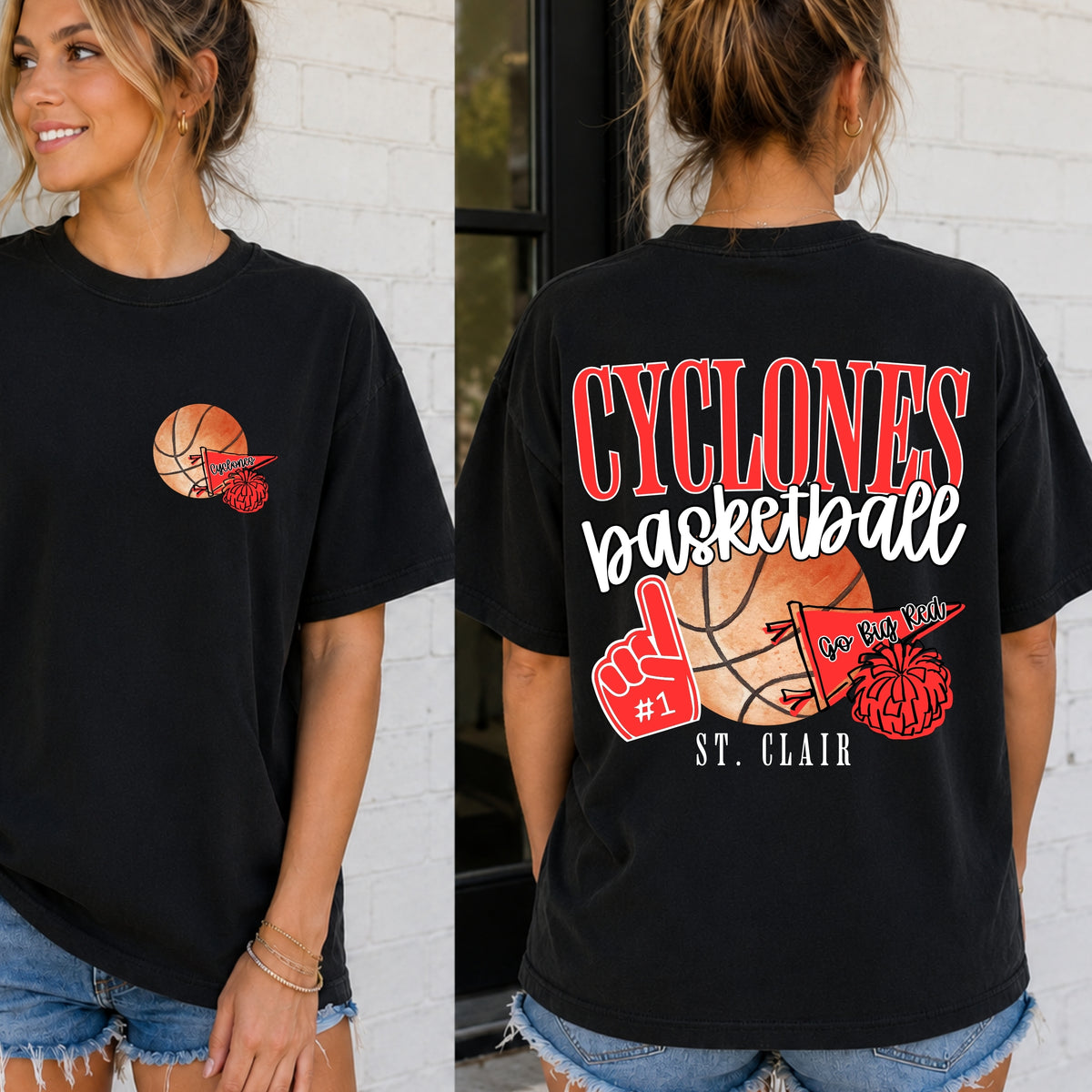 St. Clair Cyclones | Basketball Spirit Front & Back | Youth Signature