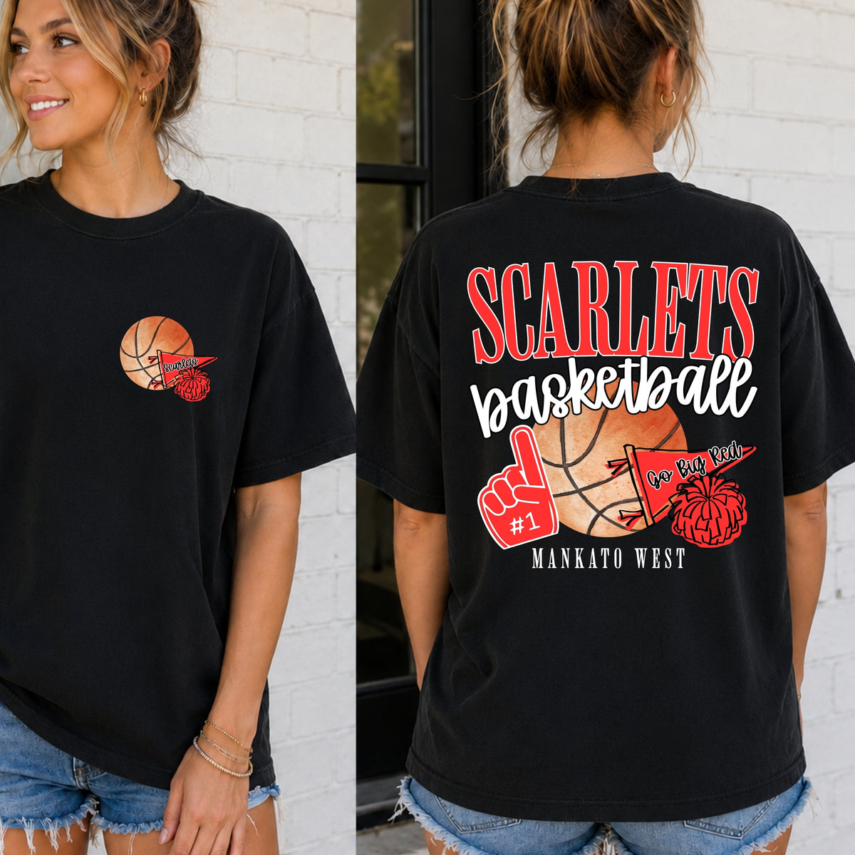Mankato West Scarlets | Basketball Spirit Front & Back | Youth Signature