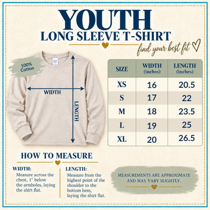 PBBD youth apparel size chart