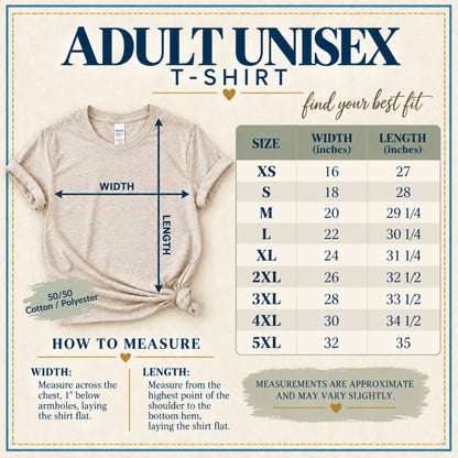 PBBD adult apparel size chart