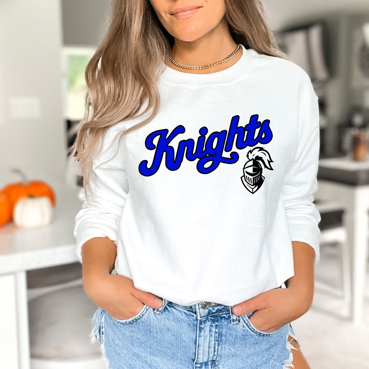 White Knights script crewneck mockup