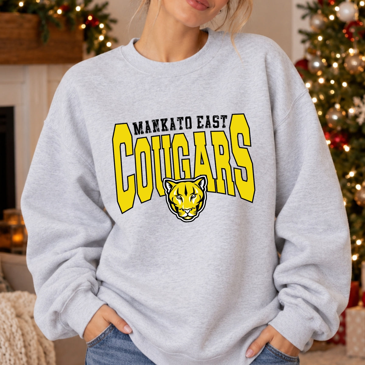 Mankato East Cougars Retro Mascot mockup 3