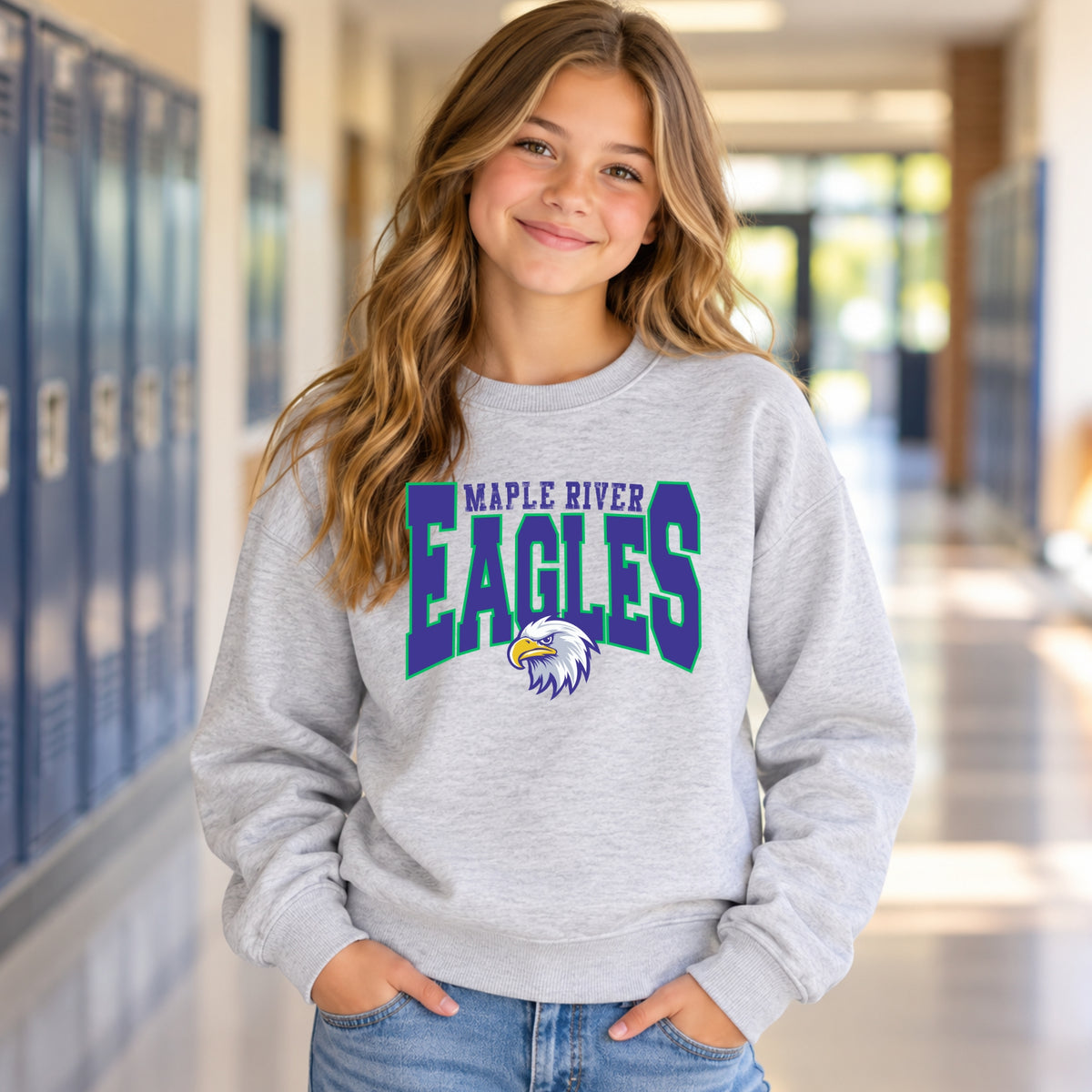 Maple River Eagles Retro Mascot Ash Grey mockup 5