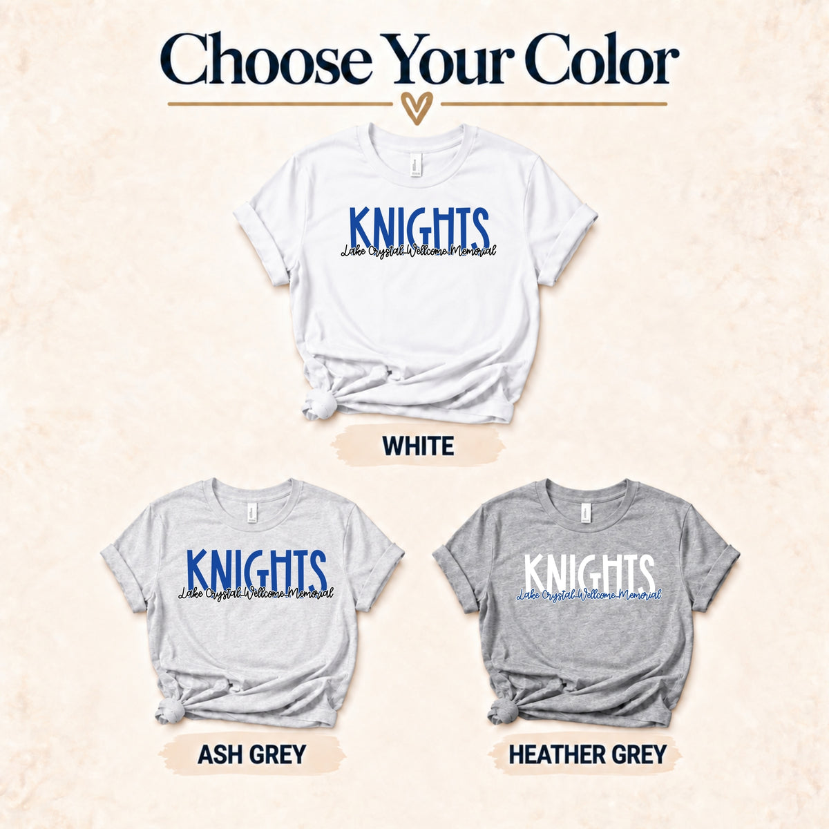 LCWM Knights Lake Crystal Welcome Memorial apparel mockup 2
