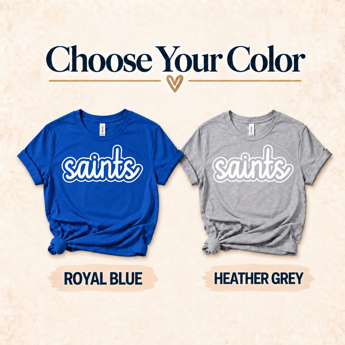 St. Peter Saints color choices Royal Blue and Heather Grey