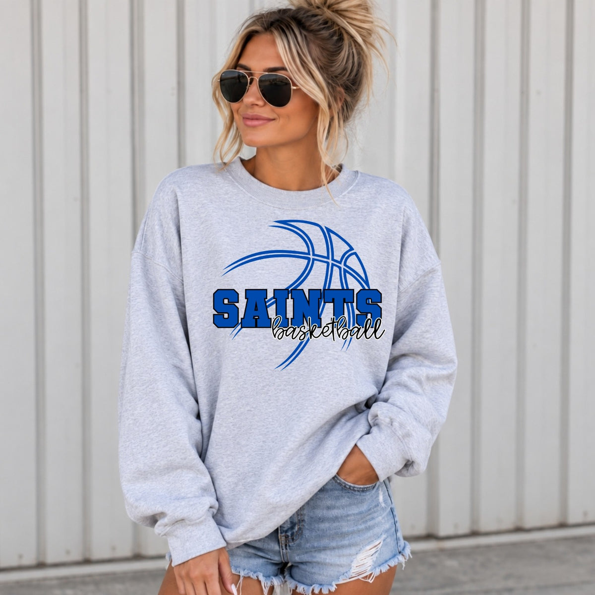 Saints basketball women's crewneck