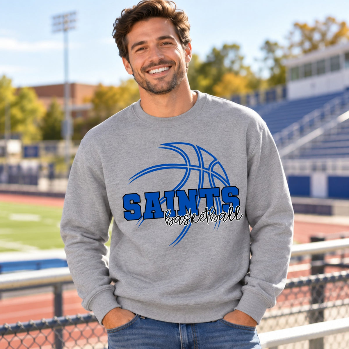 Saints basketball men's crewneck