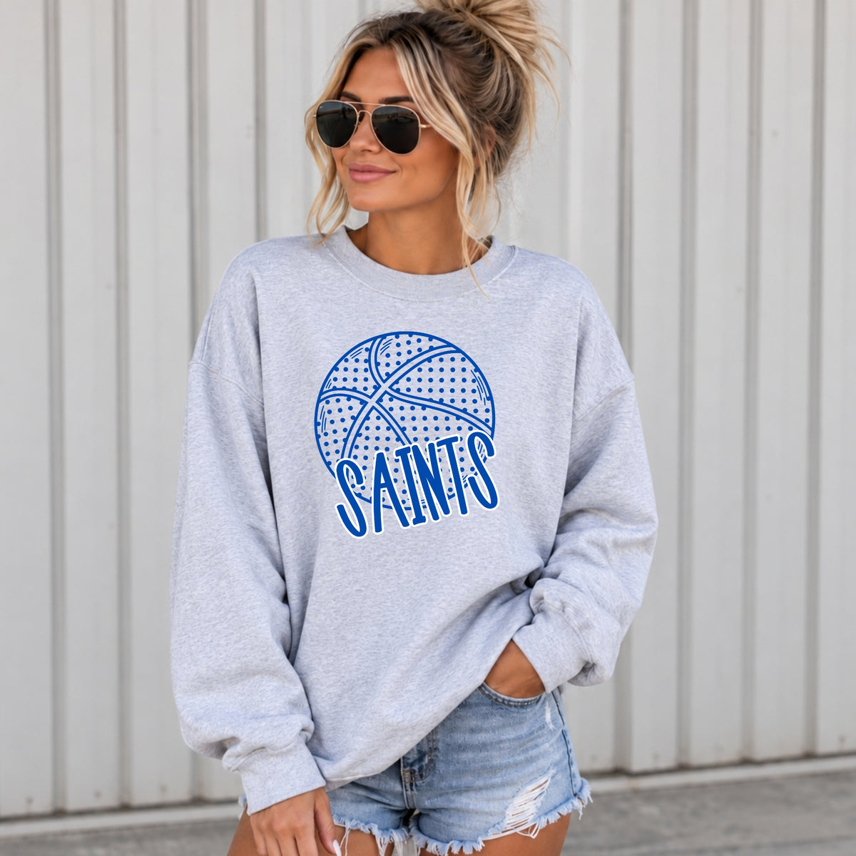 St. Peter Saints Polka Dot Basketball women's crewneck mockup