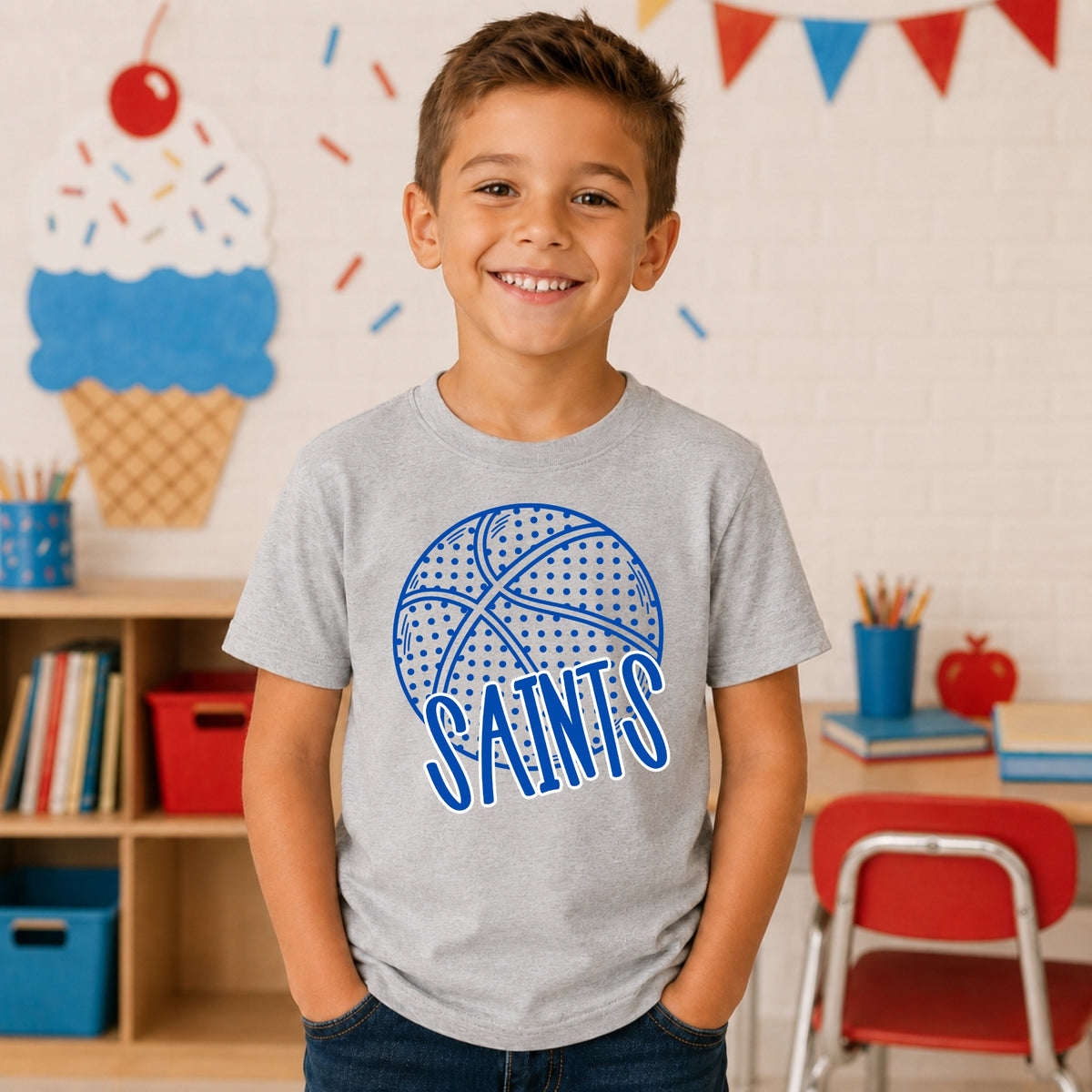 St. Peter Saints Polka Dot Basketball youth T-shirt mockup