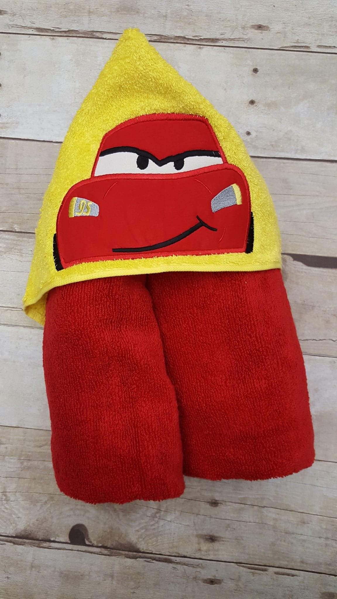 Red Race Car Hooded Towel