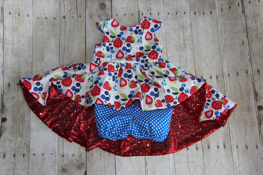Berry Sparkle Top & Shorts-OOAK