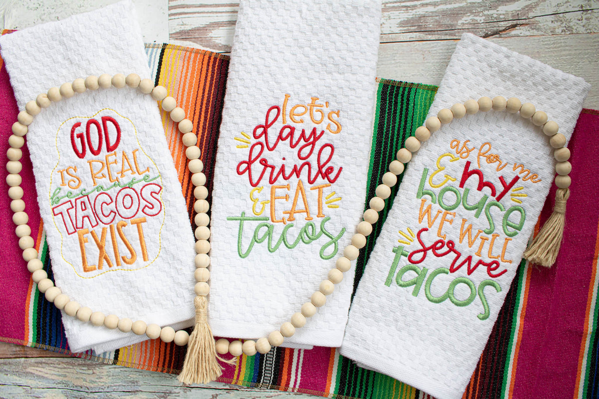 As for me and my house, we will serve tacos - Kitchen Towels- Tacos & Drinks
