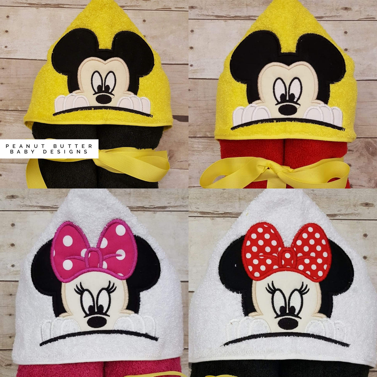 Clubhouse Friends - Pink Bow Mouse Ears Hooded Towel