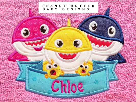 Shark Family Hooded Towel