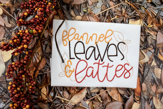 Flannel, Leaves & Lattes | Fall | Kitchen Towels | Embroidery
