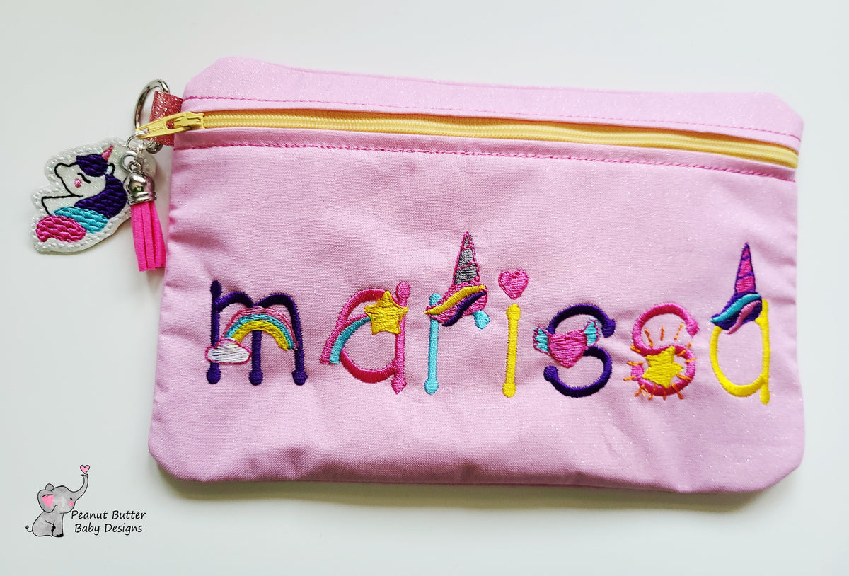 Unicorn Font Zipper Pouch