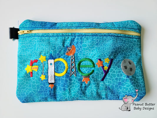Space Font Zipper Pouch