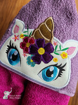 Unicorn - Floral Hooded Towel