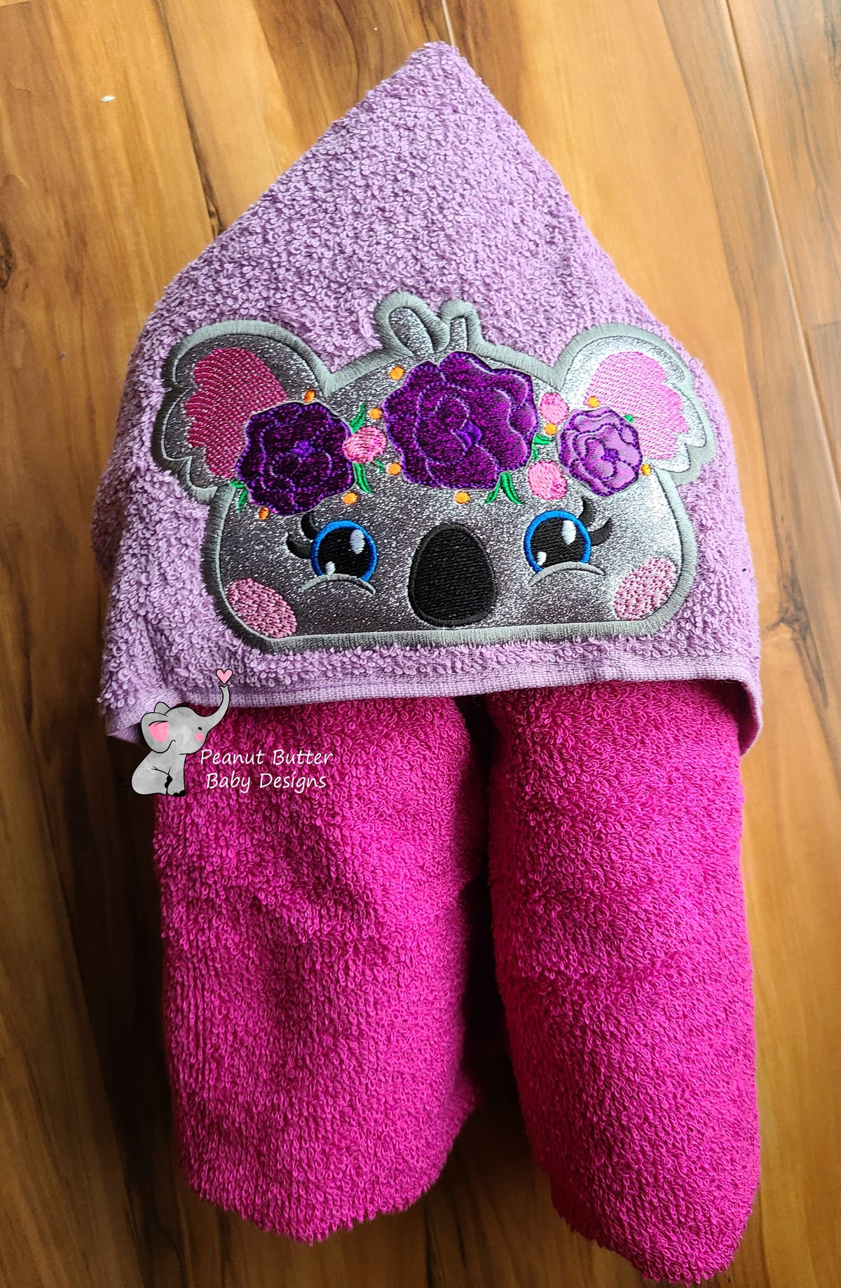 Floral Koala Hooded Towel