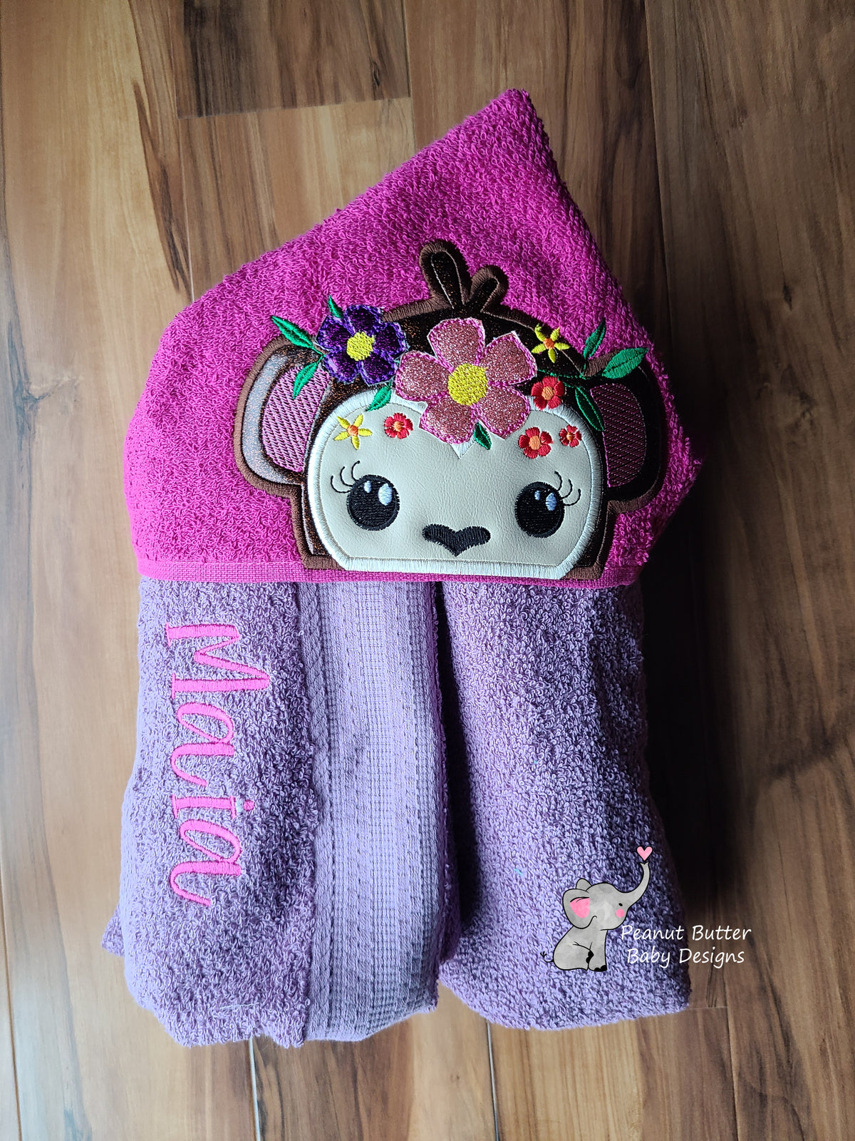 Floral Monkey Hooded Towel