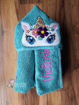 Unicorn - Floral Hooded Towel