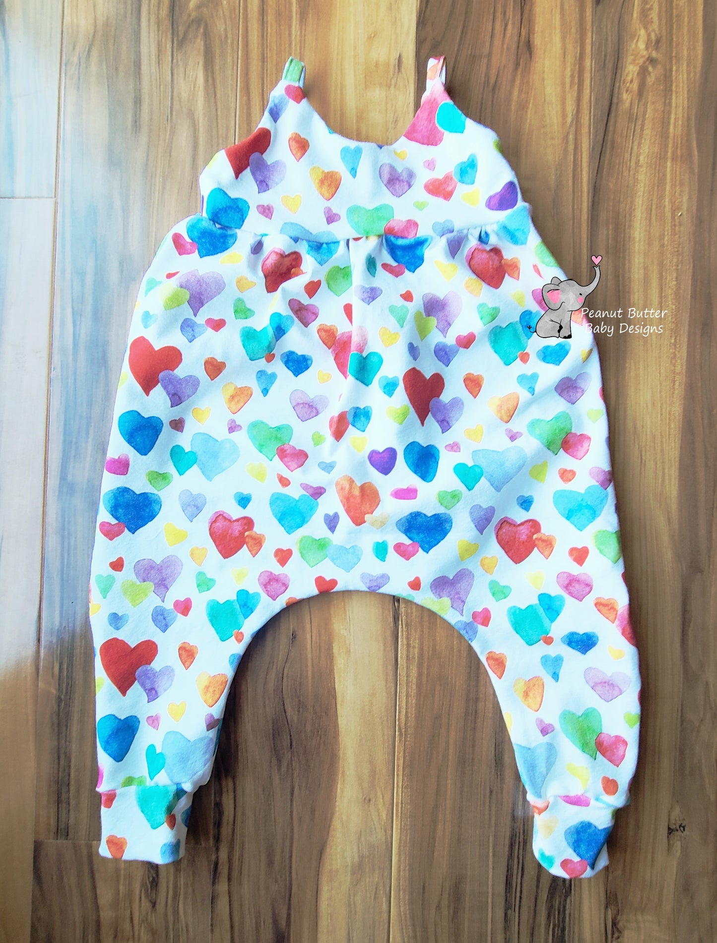 Watercolor Rainbow Hearts Romper