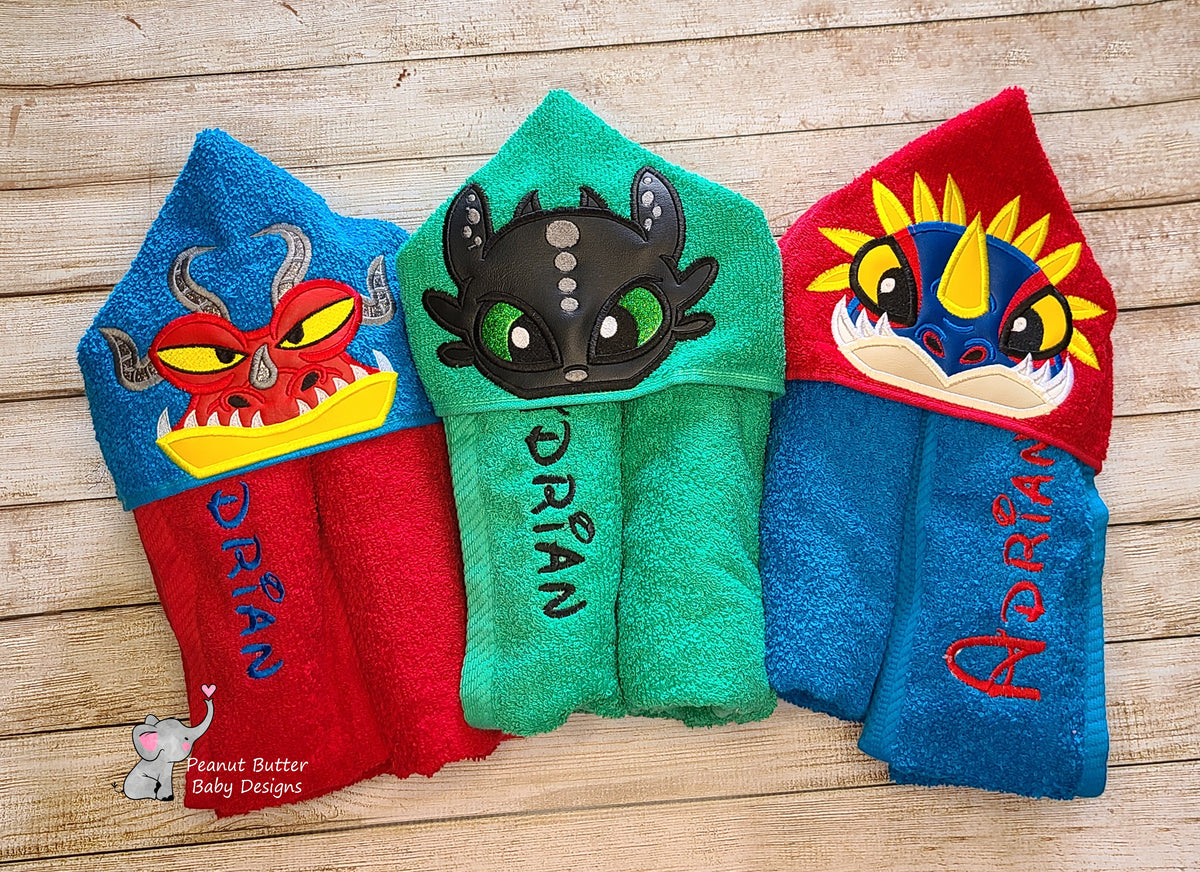 Dragon Friends - Blue Dragon Hooded Towel