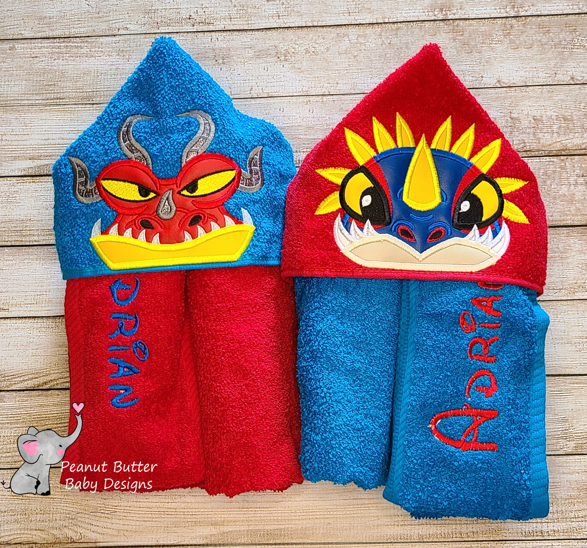 Dragon Friends - Blue Dragon Hooded Towel